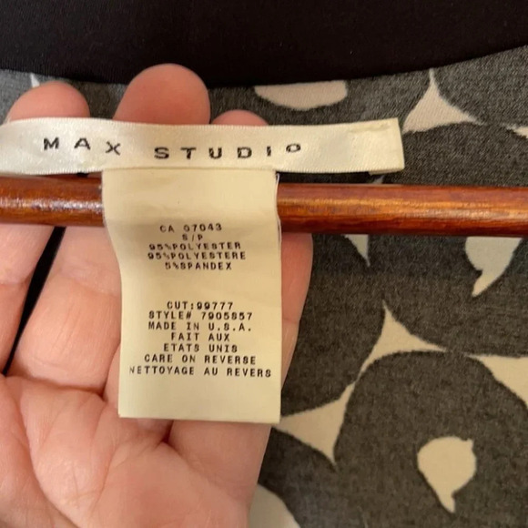 VINTAGE Max Studio Wrap Dress Black White Retro Print V-neck Size S - Picture 7 of 10